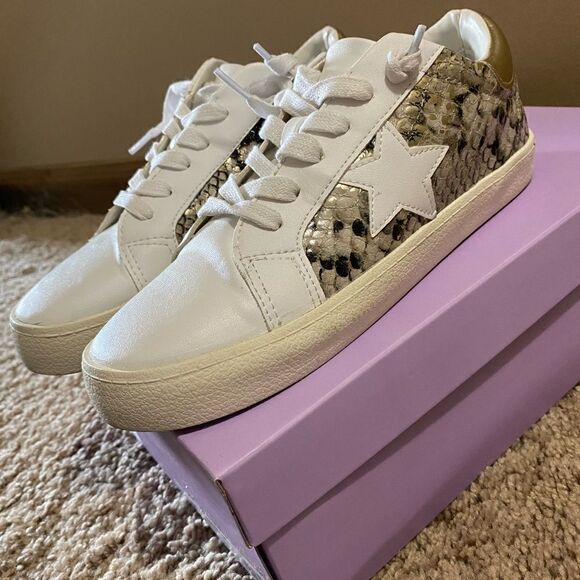 Madden Girl White Larrk Gold Multi Snakeskin Sneakers - Picture 9 of 12